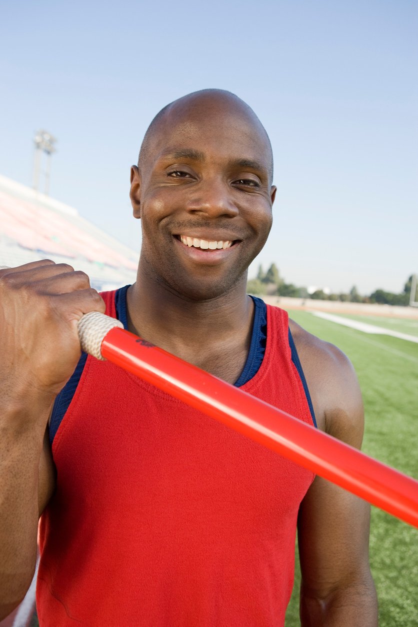 Athlete holding javelin